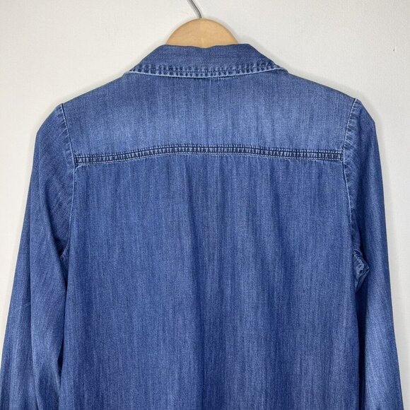 White House Black Market Denim Shirt Dress Sz 4 Jean Coastal Cowgirl - Picture 5 of 8